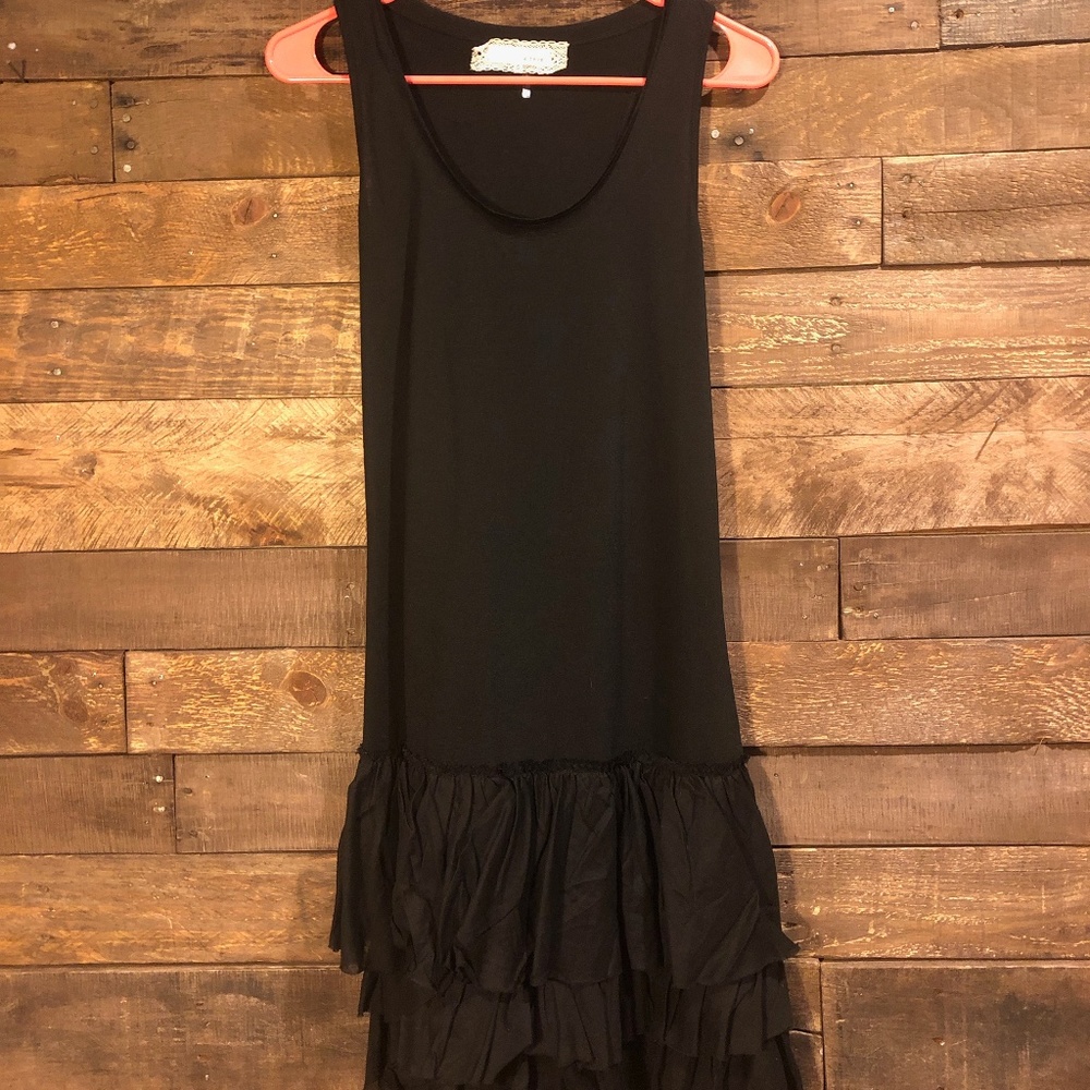 A'reve Anthropologie Black Frill Dress